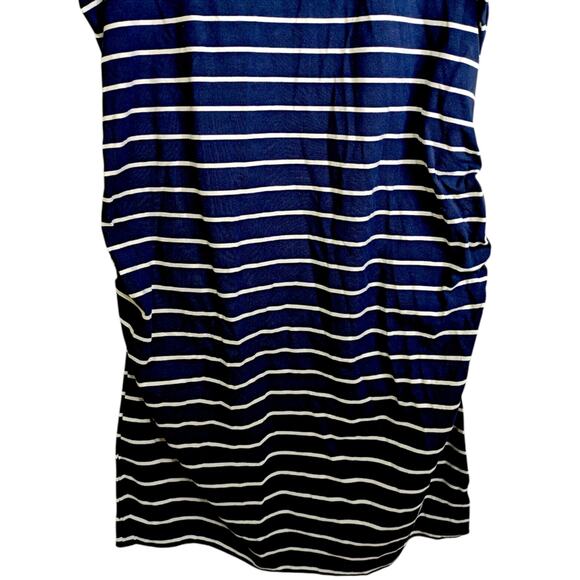 NEW Old Navy Maternity Bodycon Dress XXL Blue Striped Short Sleeve Ruched Summer - Picture 4 of 8